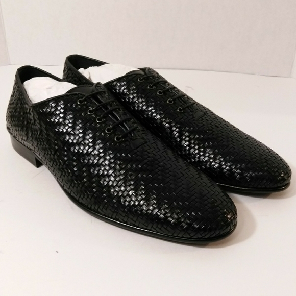 Roberto Cavalli Black Woven Leather Men\'s Size 10